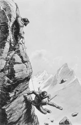 The Accident on Sefton, från "Scrambles Amongst the Alps" av Edward Whymper, publicerad 1871